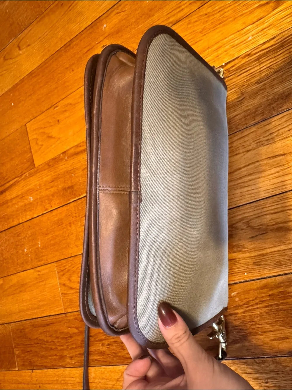 Vintage Coach Cotton Twill NYC made crossbody style 9635 Rare - Picture 7 of 16